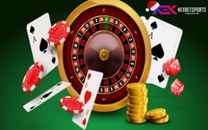 Ang Malaking roulette na may mga nakapalibot na mga baraha na may pera pahintulot na maaring mapanalunan sa online casino.